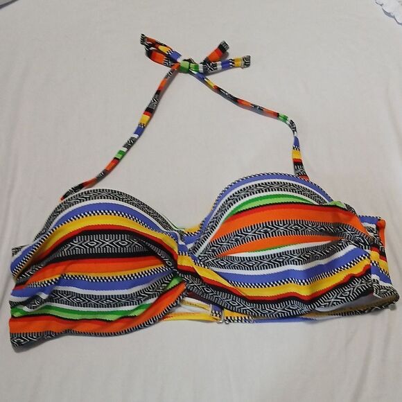 Push Up Twist Bandeau Bikini Set bright colorful beach cruise Sz XXL NWOT - Picture 3 of 9